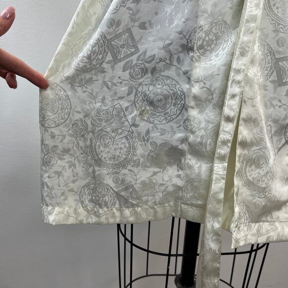 Vintage Victoria's Secret Gold Label White Satin Floral Kimono-Style Robe VTG OS - Picture 4 of 10